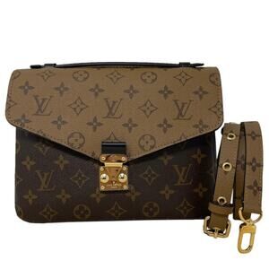 Louis Vuitton Pochette Metis Shoulder Bag Brown Leather Monogram Reverse Coated